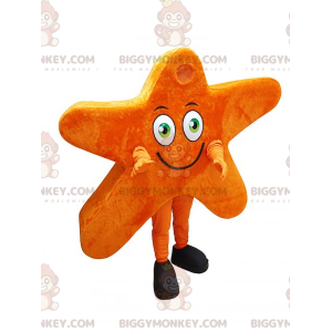 Kæmpe smilende orange stjerne BIGGYMONKEY™ maskotkostume -