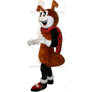 Disfraz de mascota de hormiga marrón, blanca y negra de