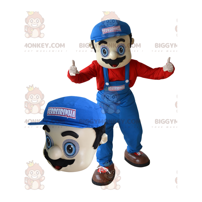 Plumber Mechanic BIGGYMONKEY™ Mascot Costume. Mario's