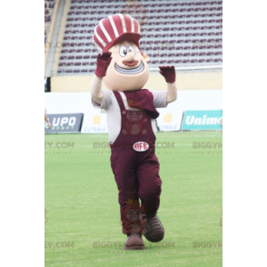 BIGGYMONKEY™ Smiling Man Mascot Costume Dressed in Purple and