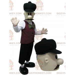 Very stylish mustachioed man BIGGYMONKEY™ mascot costume.