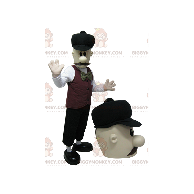 Costume da mascotte BIGGYMONKEY™ uomo baffuto molto elegante.
