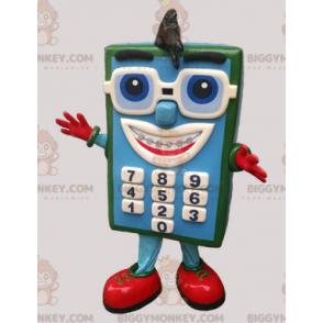 Disfraz de mascota BIGGYMONKEY™ calculadora azul y verde con anteojos - Mascotas sin clasificar - BiggyMonkey.com