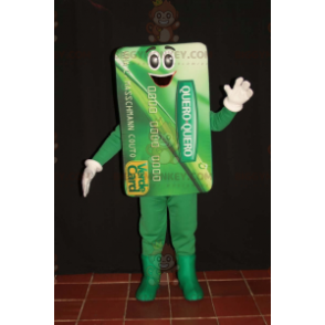 Jättegrönt bankkort BIGGYMONKEY™ maskotdräkt. Blått kort -