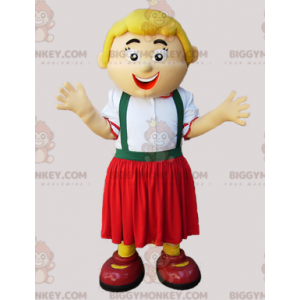 BIGGYMONKEY™ Mascot Costume Blonde Woman In Zipline Outfit -
