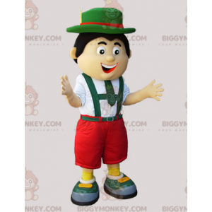 Tyrolean BIGGYMONKEY™ Mascot Costume in Green Red and White