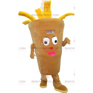  Costume da mascotte BIGGYMONKEY™ Giant Fries Cono beige e giallo - Mascotte alimentare - BIGGYMONKEY_05986 - BiggyMonkey.com