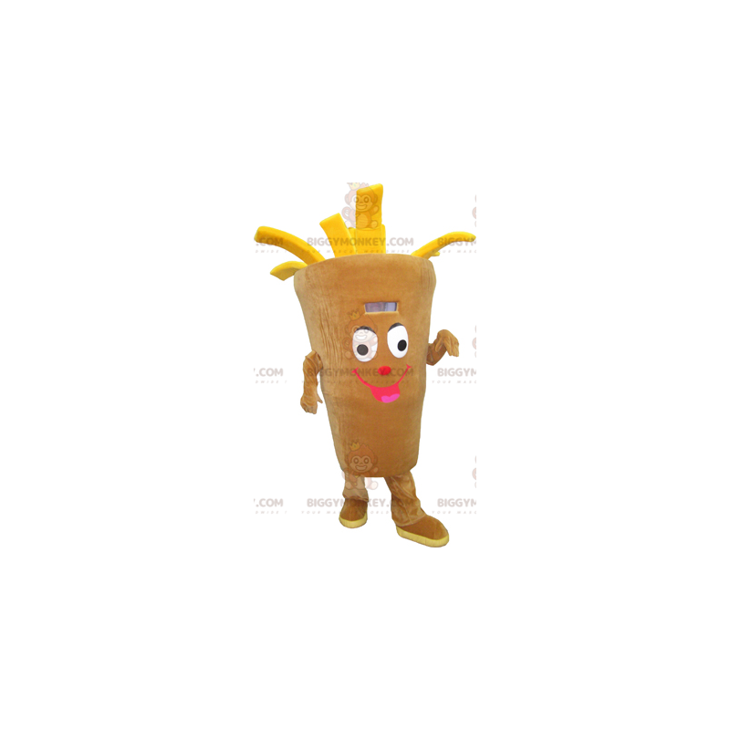 BIGGYMONKEY™ Giant Fries Cone beige ja keltainen maskottiasu - BIGGYMONKEY™ Giant Fries Cone beige ja keltainen maskottiasu -