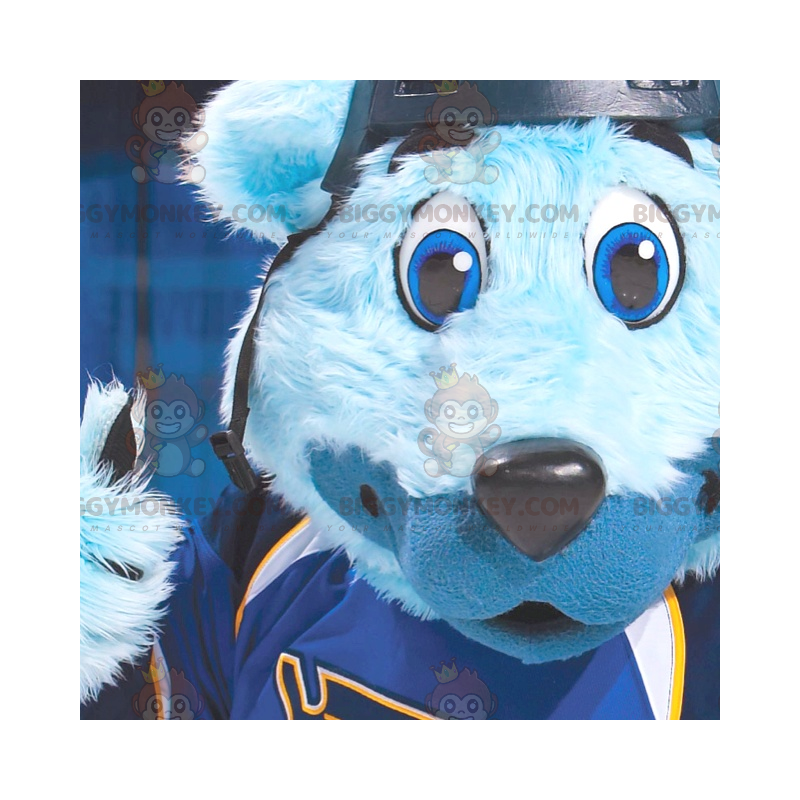 Traje de mascote BIGGYMONKEY™ Urso Azul com Olhos Azuis em