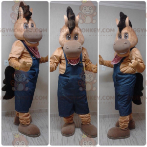 Brown Colt Horse BIGGYMONKEY™ Mascot Costume Dressed In
