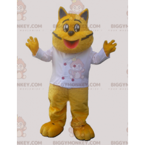 BIGGYMONKEY™ Maskotdräkt Gul katt i kockoutfit - BiggyMonkey