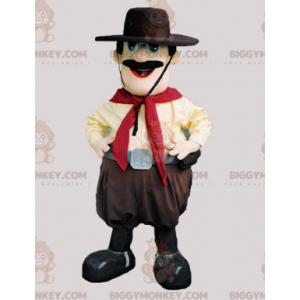 Mustachioed Cowboy BIGGYMONKEY™ Mascot Costume with Hat –