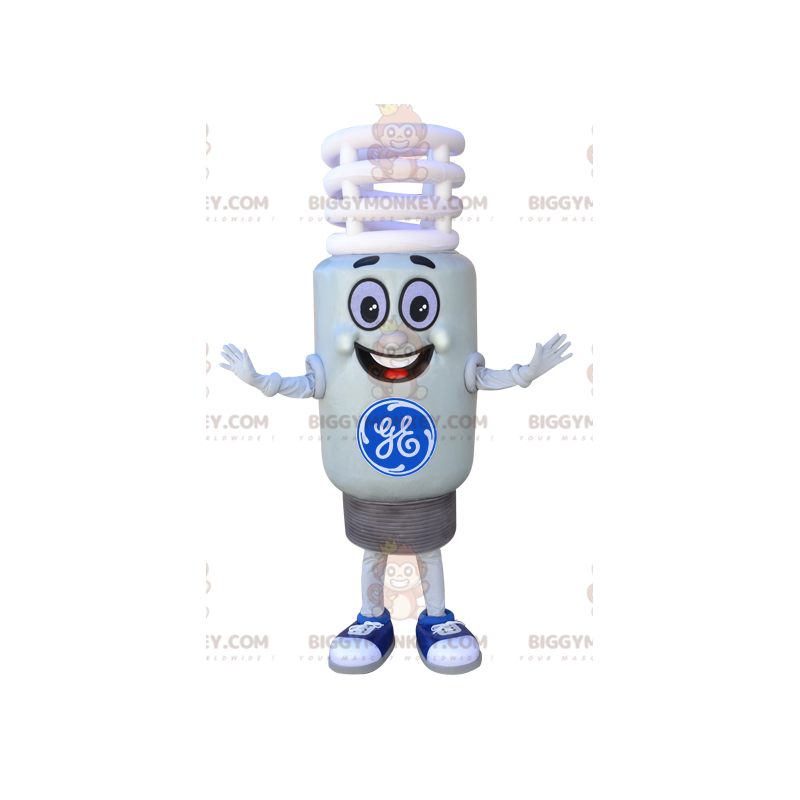 Smilende kæmpe hvid lyspære BIGGYMONKEY™ maskotkostume - Smilende kæmpe hvid lyspære BIGGYMONKEY™ maskotkostume -