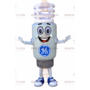 Smiling Giant White Light Bulb BIGGYMONKEY™ Mascot Costume -