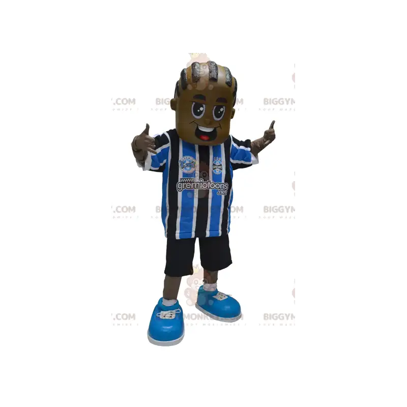 Afroamerikansk pojke BIGGYMONKEY™ maskotdräkt i sportkläder - Afroamerikansk pojke BIGGYMONKEY™ maskotdräkt i sportkläder -