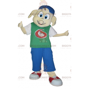 Pig BIGGYMONKEY™ Mascot Costume Dressed In Youth Outfit -