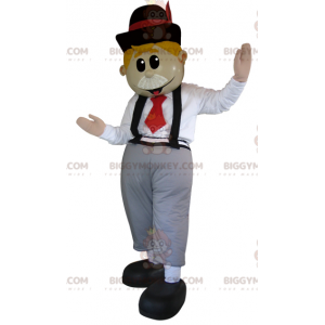 English BIGGYMONKEY™ mascot costume with bow tie and suspenders