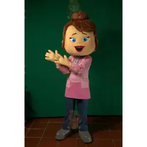 BIGGYMONKEY™ Rosa och blå klä upp maskotdräkt för kvinna -