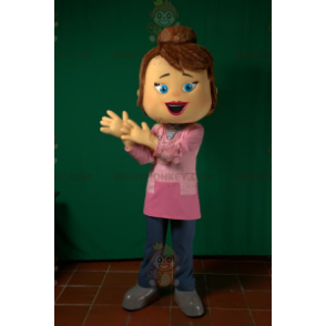 BIGGYMONKEY™ Pink og Blue Dress Up Kvinde-maskotkostume -