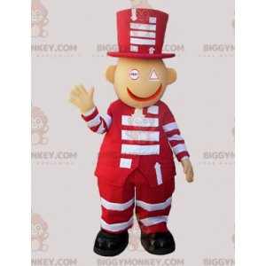 BIGGYMONKEY™ Mascot Costume Red and White Snowman with Big Hat