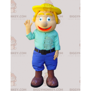 BIGGYMONKEY™ Mascot Costume Blond Man Dressed in Blue -