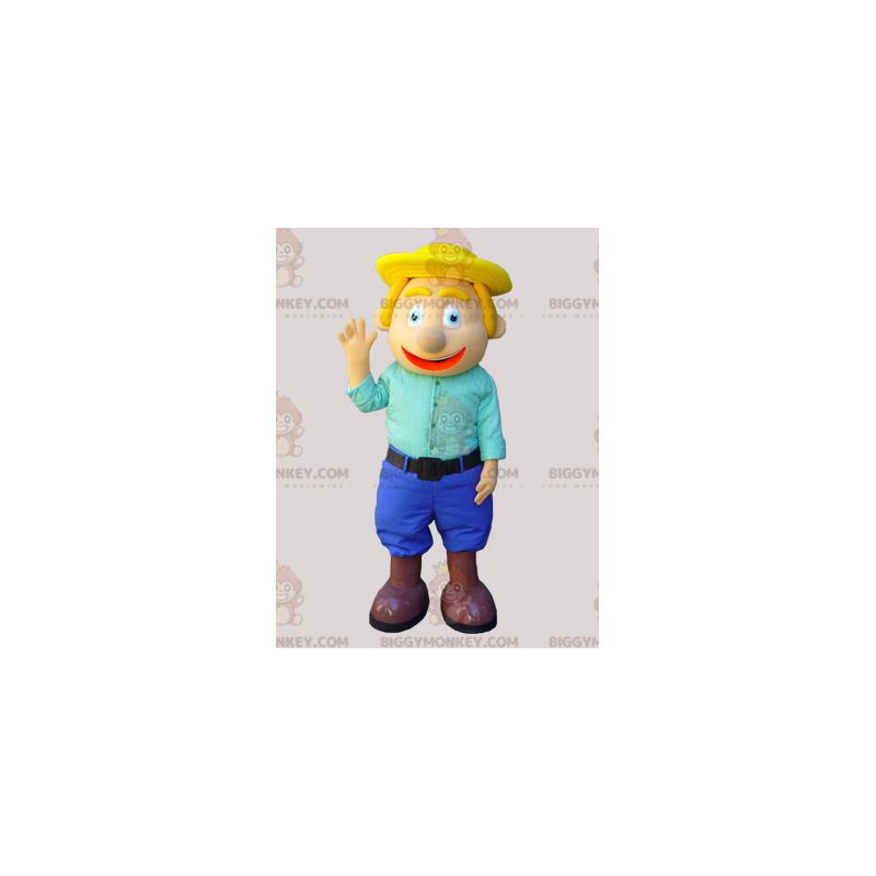 BIGGYMONKEY™ Costume da mascotte uomo biondo vestito di blu - BIGGYMONKEY™ Costume da mascotte uomo biondo vestito di blu -