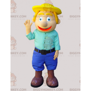BIGGYMONKEY™ Maskotdräkt Blond man klädd i blått - Maskot för män - BIGGYMONKEY_06015 - BiggyMonkey.com