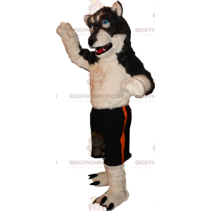 BIGGYMONKEY™ Soft and Furry Tan and Black Wolf Dog Mascot