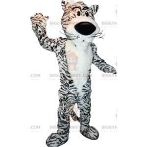 Měkký a roztomilý kostým maskota bílého a černého tygra