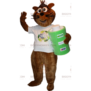 BIGGYMONKEY™ mascottekostuum bruin en zwarte wasbeer met gigantische stapel - Bosdieren - BIGGYMONKEY_06026 - BiggyMonkey.com