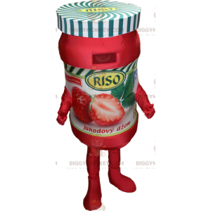 Costume de mascotte BIGGYMONKEY™ de pot de confiture de fraise