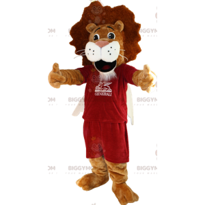 Costume de mascotte BIGGYMONKEY™ de lion marron et blanc en