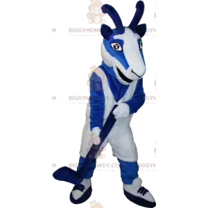 BIGGYMONKEY™ Blau-weißes Ziegen-Ziegen-Maskottchen-Kostüm im