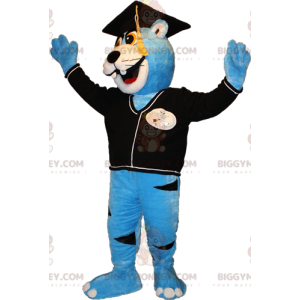 Sinivalkoinen karhu BIGGYMONKEY™ maskottiasu uudella
