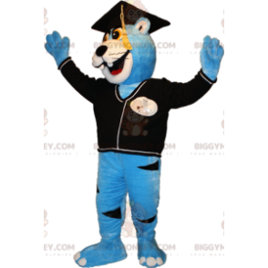 Blue and White Bear BIGGYMONKEY™ Mascot Costume with New Grad