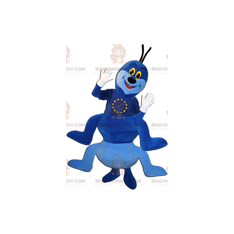 Costume da mascotte BIGGYMONKEY™ Caterpillar blu e bianco molto Costume da mascotte BIGGYMONKEY™ Caterpillar blu e bianco molto