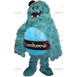 Funny furry blue monster BIGGYMONKEY™ mascot costume. Yeti