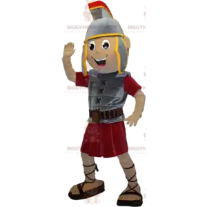 Gladiator BIGGYMONKEY™ Maskottchenkostüm mit grauer und roter