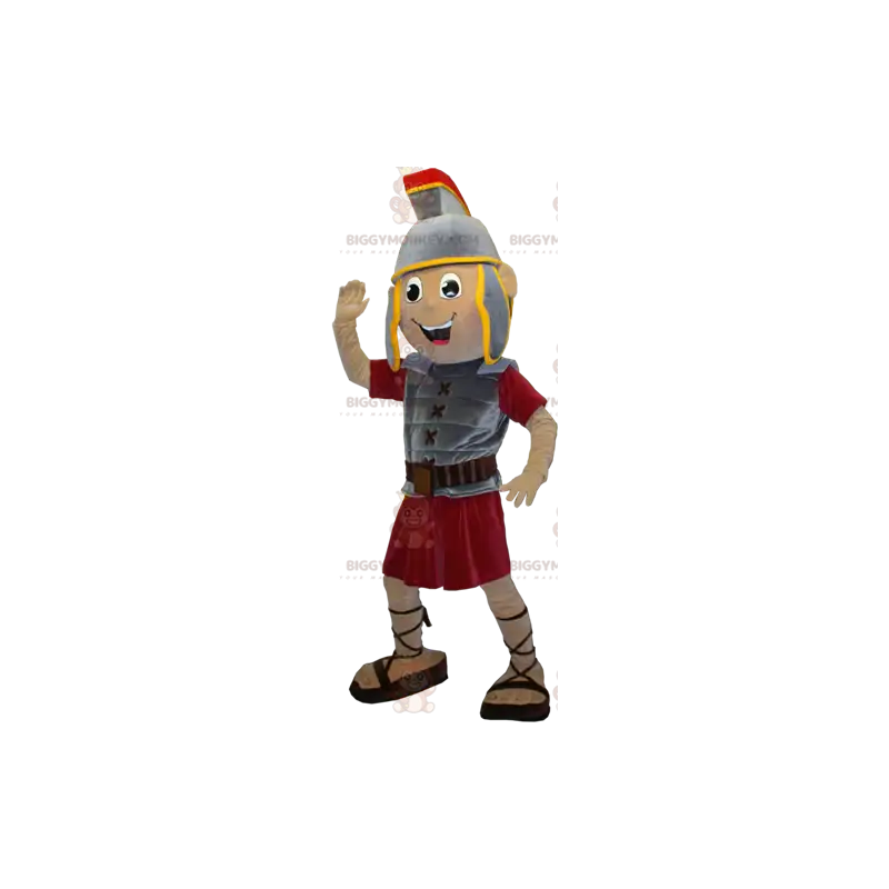 Gladiator BIGGYMONKEY™ Maskottchenkostüm mit grauer und roter