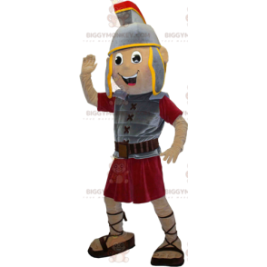 Στολή μασκότ Gladiator BIGGYMONKEY™ με γκρι και κόκκινη πανοπλία - Ανθρώπινες Μασκότ - BIGGYMONKEY_06058 - BiggyMonkey.com