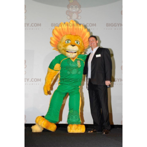 Costume de mascotte BIGGYMONKEY™ de lion jaune avec une