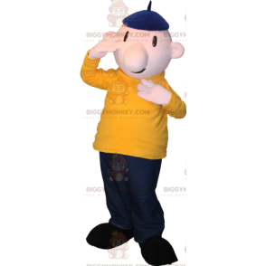 Kostým maskota BIGGYMONKEY™ Bald Man s baretem a barevným outfitem - Pánské maskoti - BIGGYMONKEY_06061 - BiggyMonkey.com