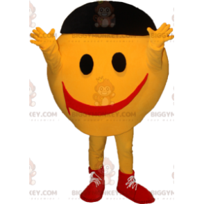 Kostým maskota BIGGYMONKEY™ velmi usměvavého žlutého muže. Kostým maskota smajlíka BIGGYMONKEY™ - BiggyMonkey.com
