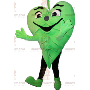 Costume de mascotte BIGGYMONKEY™ de feuille verte. Costume de