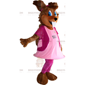 Squirrel BIGGYMONKEY™ Mascot Costume with Blue Eyes and Pink