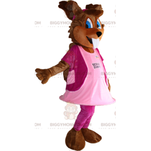 Traje de Mascote Esquilo BIGGYMONKEY™ com Olhos Azuis e Vestido