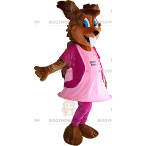 Traje de Mascote Esquilo BIGGYMONKEY™ com Olhos Azuis e Vestido