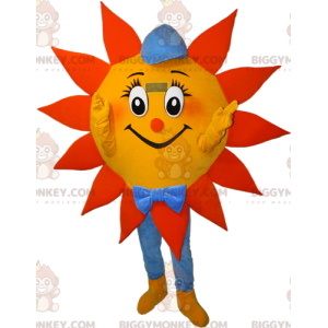 Costume da mascotte BIGGYMONKEY™ con sole arancione giallo e