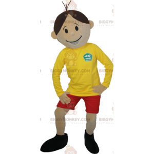 Costume de mascotte BIGGYMONKEY™ de garçon brun en tenue de