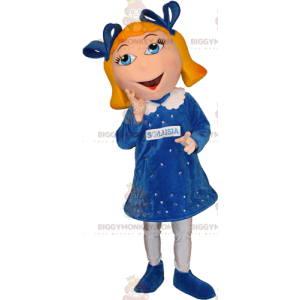 BIGGYMONKEY™ mascottekostuum met blauwe ogen en schattige jurk